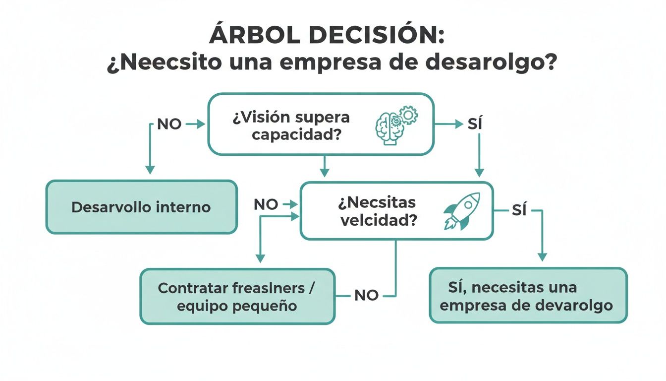 Diagrama de flujo para decidir si necesitas una empresa de desarrollo de software.