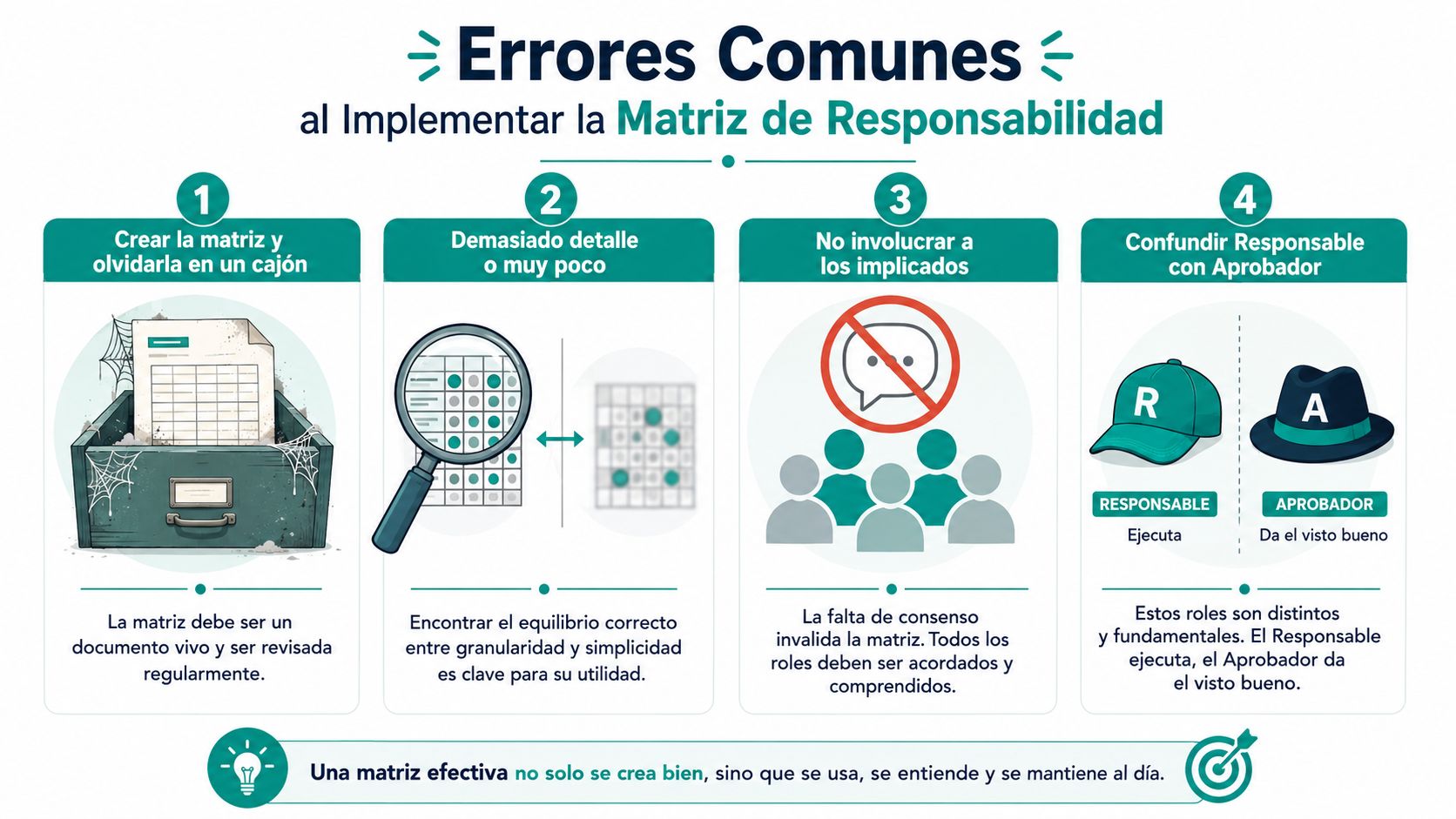 Errores comunes al implementar la matriz de responsabilidad