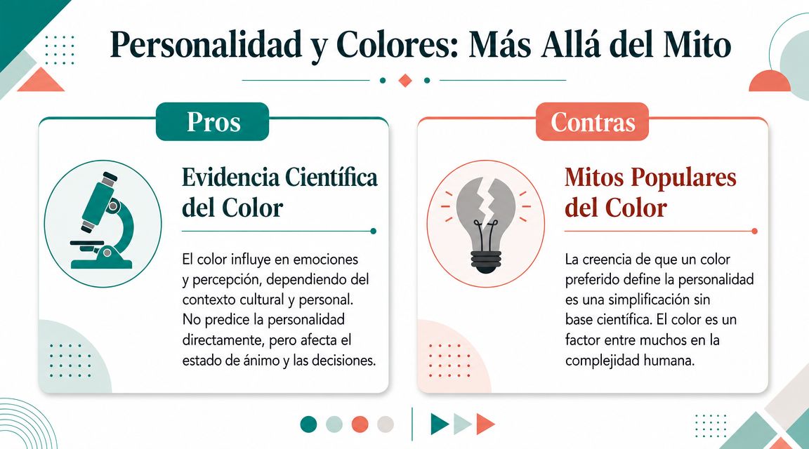 Infografía comparativa sobre la relación entre el color, las emociones y los mitos de la personalidad humana.