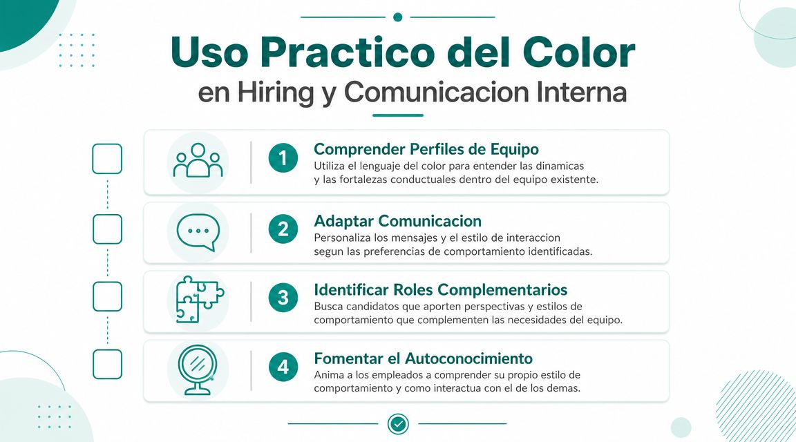 Infografía sobre el uso práctico del color para mejorar el hiring y la comunicación interna en empresas.